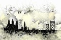 Philadelphia stain skyline in black and white.