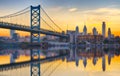 Philadelphia Sunset Skyline Refection Royalty Free Stock Photo