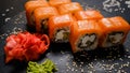 Philadelphia sushi rolls national japanese cuisine Royalty Free Stock Photo