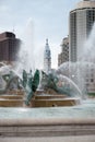 PHILADELPHIA, USA - APRIL 19: Swann Fountain in Logan Square on Benjamin Franklin Parkway in Center City Philadelphia on