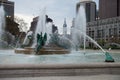 PHILADELPHIA, USA - APRIL 19: Swann Fountain in Logan Square on Benjamin Franklin Parkway in Center City Philadelphia on Royalty Free Stock Photo