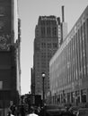 Monochrome image of The Edison Building in downtown Philadelphia.