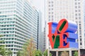 Philadelphia, USA. June 23, 2018. Love statue on the skyscrapers background Royalty Free Stock Photo
