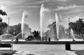 Philadelphia, USA - May 29, 2018: People seated near the Swann Memorial Fountain in center of Philadelphia, PA, USA Royalty Free Stock Photo