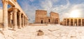 Philae Temple complex inner yard full view, Agilika island, Aswan, Egypt Royalty Free Stock Photo