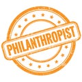 PHILANTHROPIST text on orange grungy round rubber stamp