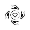 Black line icon for Philanthropy, benevolence and helpful Royalty Free Stock Photo