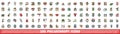 100 philanthropy icons set, color line style Royalty Free Stock Photo