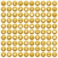 100 philanthropy icons set gold