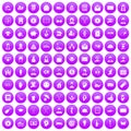 100 philanthropy icons set purple