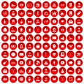 100 philanthropy icons set red