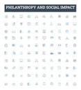 Philanthropy and social impact vector line icons set. Philanthropy, Social, Impact, Giving, Charity, Humanitarian