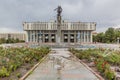 Philarmonic Hall Named Toktogul Satylganov and Manas Statue in Bishkek, capital of Kyrgyzsta Royalty Free Stock Photo