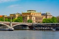 Philharmonia building and Vltava river, Prague, Czech Republic Royalty Free Stock Photo