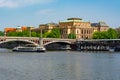 Philharmonia building and Vltava river, Prague, Czech Republic