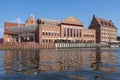 Philharmonic Hall on the Olowianka Island in Gdansk and Motlawa River, Poland. Royalty Free Stock Photo