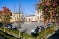 Philharmonic Square view from corner and Building on it. Architecture of old city of Chernivtsi, Bukovina Royalty Free Stock Photo