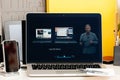 Philip Schiller comapring new MacBook Pro at Keynote Royalty Free Stock Photo