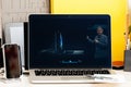 Philip Schiller comapring new MacBook Pro at Keynote Royalty Free Stock Photo
