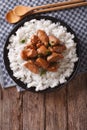 Philippine Adobo chicken with rice vertical view from above Royalty Free Stock Photo