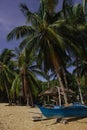 Philippine beach in a beautiful picture with a boat and a hut Royalty Free Stock Photo