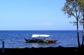 Philippine fishing boat standing in the sea off the coast Royalty Free Stock Photo