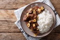 Philippine food: Salpicao beef with garlic and rice closeup on a Royalty Free Stock Photo