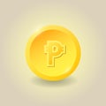 Philippine golden peso coin. Premium quality graphic design icon. Vector illustration finance concept