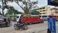 Philippine Jeepney Vehicle is Loaded with Harvested Coconuts