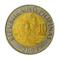 10 philippine peso coin 2003 obverse Royalty Free Stock Photo