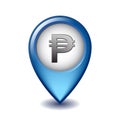 Philippine peso symbol on Mapping Marker vector icon.