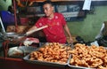 Philippine Street Vendor Sells Fried Chicken at Night