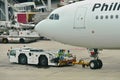 Philippines Airlines Airbus 330 being pushed back Royalty Free Stock Photo