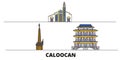 Philippines, Caloocan flat landmarks vector illustration. Philippines, Caloocan line city with famous travel sights