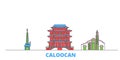 Philippines, Caloocan line cityscape, flat vector. Travel city landmark, oultine illustration, line world icons