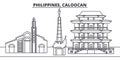 Philippines, Caloocan line skyline vector illustration. Philippines, Caloocan linear cityscape with famous landmarks