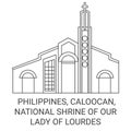 Philippines, Caloocan, National Shrine Of Our Lady Of Lourdes travel landmark vector illustration