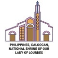 Philippines, Caloocan, National Shrine Of Our Lady Of Lourdes travel landmark vector illustration