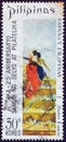 PHILIPPINES - CIRCA 1972: A stamp printed in Philippines shows `Espana y Filipinas` Juan Luna, circa 1972.