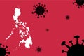 Philippines  corona virus update with  map on corona virus background,report new case,total deaths,new deaths,serious critical, Royalty Free Stock Photo