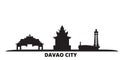 Philippines, Davao City city skyline isolated vector illustration. Philippines, Davao City travel black cityscape