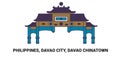 Philippines, Davao City, Davao Chinatown, travel landmark vector illustration