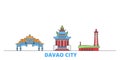 Philippines, Davao City line cityscape, flat vector. Travel city landmark, oultine illustration, line world icons