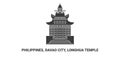 Philippines, Davao City, Longhua Temple, travel landmark vector illustration
