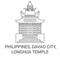 Philippines, Davao City, Longhua Temple travel landmark vector illustration