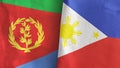 Philippines and Eritrea two flags textile cloth 3D rendering