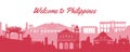 Philippines famous landmarks by silhouette style