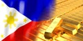 Philippines flag and gold ingots - 3D illustration Royalty Free Stock Photo