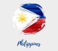 Philippines flag in grunge round shape background