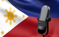 Philippines flag with microphone 3d rendering image Royalty Free Stock Photo